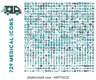 Medical business and healthcare vector icon clipart. Style is bicolor soft blue flat pictograms isolated on a white background.