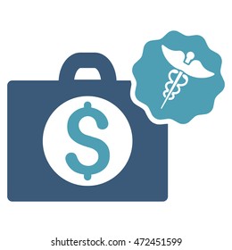Medical Business icon. Vector style is bicolor flat iconic symbol with rounded angles, cyan and blue colors, white background.