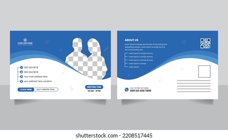 Medical business postcard template design vector