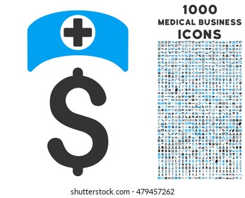 Medical Business vector bicolor icon with 1000 medical business icons. Set style is flat pictograms, blue and gray colors, white background.