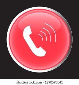Medical button The buttons are glossy, red, button, phone symbol. For the push button Sticker design Modern vector design