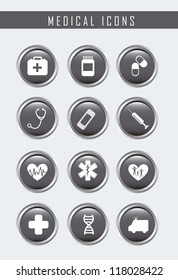 medical buttons over gray background. vector  illustration