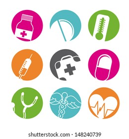 medical buttons over white background vector illustration 