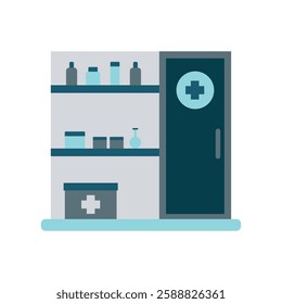 Medical cabinet with supplies illustration