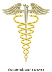 A medical caduceus with acupuncture needles for traditional acupuncture alternative medicine.