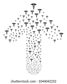 Medical Caduceus Emblem composition created in the group of up target arrow. Ahead pointer arrow figure combined from medical caduceus emblem design elements.