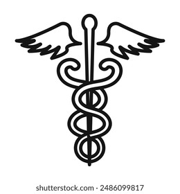 icono médico caduceo en estilo relleno