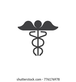 Medical caduceus icon vector, filled flat sign, solid pictogram isolated on white. Healthcare symbol, logo illustration