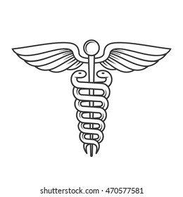 Medical Caduceus Sign. Line Style. Vector
