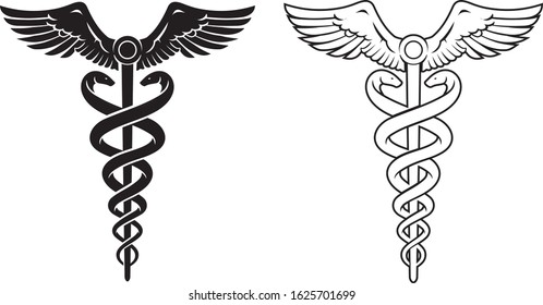 Medical Caduceus Symbol in Different Variation