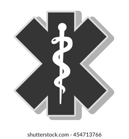 medical caduceus symbol , isolated flat icon with black and white colors.
