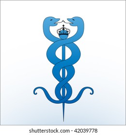 Medical caduceus  use with or without crown