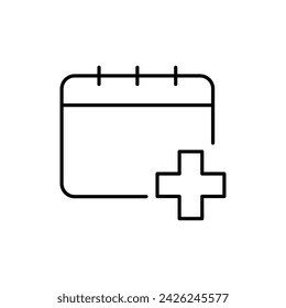 Medical calendar icon. Simple outline style. Medication schedule, treatment, agenda, medicine concept. Thin line symbol. Vector illustration isolated.