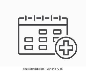 Medical calendar line icon. Medical exam schedule calendar. Health care isolated vector image in simple style
