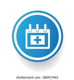 Medical calendar,blue icon design on white background,clean vector