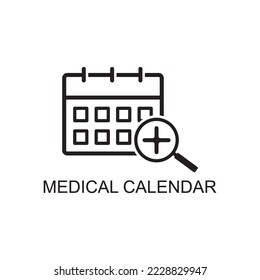 icono de calendario médico, icono médico