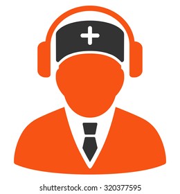 Medical Call Center vector icon. Style is bicolor flat symbol, orange and gray colors, rounded angles, white background.