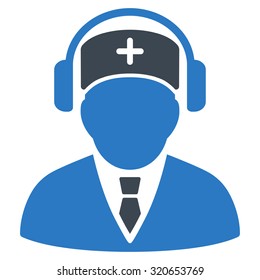 Medical Call Center vector icon. Style is bicolor flat symbol, smooth blue colors, rounded angles, white background.