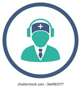 Medical Call Center vector icon. Style is bicolor flat circled symbol, cobalt and cyan colors, rounded angles, white background.