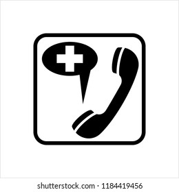 Medical Call Icon, Medical Assistance Call Vector Art Illustration