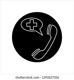 Medical Call Icon, Medical Assistance Call Vector Art Illustration