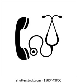 Medical Call Icon, Medical Assistance Call Vector Art Illustration