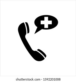 Medical Call Icon, Medical Assistance Call Vector Art Illustration