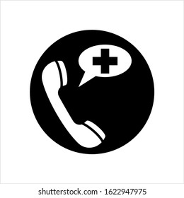 Medical Call Icon, Medical Assistance Call Vector Art Illustration