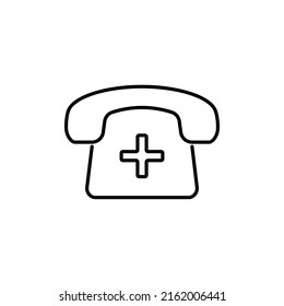 Medical Call Icon. Emergency Call, Clinic Phone Vector Icon. Emergency Medical Dispatcher. Medical And Health Icon On White Background. Editable Vector Stroke.