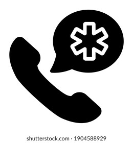 Icono de llamada médica, diseño sólido de la llamada de emergencia