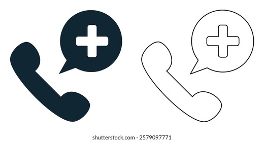 medical call icon vector, medical hotlines, ambulance services, hospital contacts, telemedicine, and healthcare assistance pictogram symbol ui and ux design, glyphs and stroke line