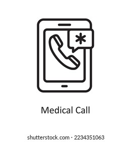 Medical Call Vector Outline Icon Design illustration. Medical Symbol on White background EPS 10 File