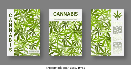 Medical cannabis cover templates set for design. Vector illustration