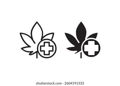 Medical cannabis icon outline and solid Vector