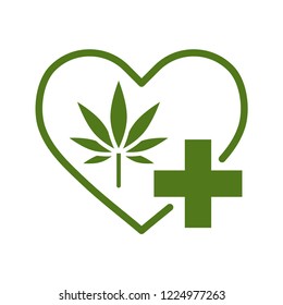 Medical with Cannabis. Line vector. Isolate on white background. 