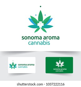 Medical Cannabis And Marijuana Logo Design Elements. Vector Illustration And Logotype Template