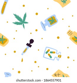 Patrón vectorial sin inconvenientes del cannabis médico en blanco