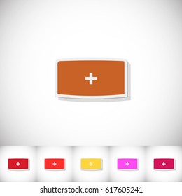 Medical cap. Flat sticker with shadow on white background. Vector illustration