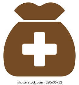 Medical Capital vector icon. Style is flat symbol, brown color, rounded angles, white background.