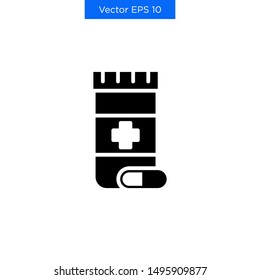 Medical Capsule Bottle icon Vector Simple