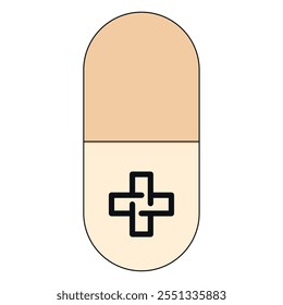 Cápsula médica com ícone de cruz, Vetor