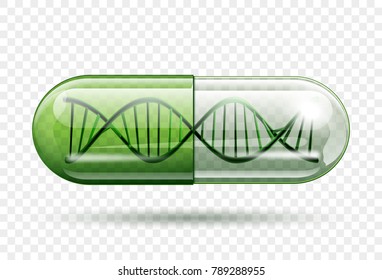 medical capsule with a DNA molecule structure inside