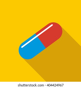Medical capsule icon, flat style