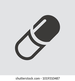 Medical capsule icon isolated of flat style. Vector illustration.