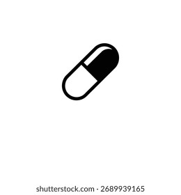 Icono de la cápsula médica. Simple ilustración de cápsula plana sobre un fondo blanco. Representa una píldora, un símbolo de medicina, tratamiento y salud.