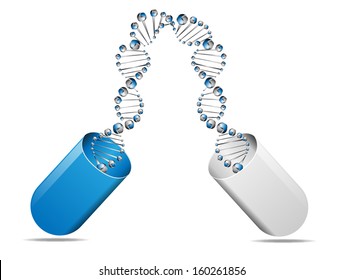 medical capsule and molecule structure as concept DNA vector