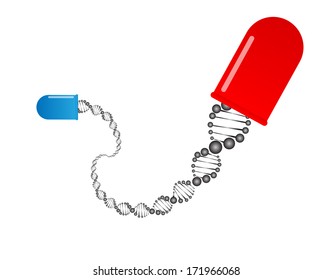 medical capsule and molecule structure as concept DNA vector