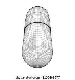 Medical capsule pill wireframe low poly mesh object. Vector illustration