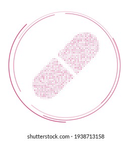 The medical capsule symbol filled with pink dots. Pointillism style. Vector illustration on white background