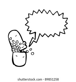 medical capsule tablet cartoon character with speech bubble